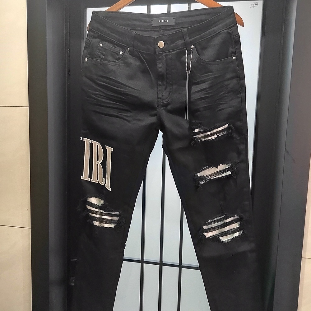 Amiri Black Tie-Dye Core Applique Logo Jeans